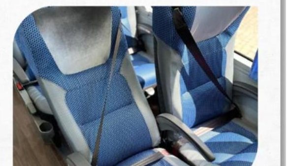 Poltronas ergonômicas com cinto de segurança — novo ônibus VDA